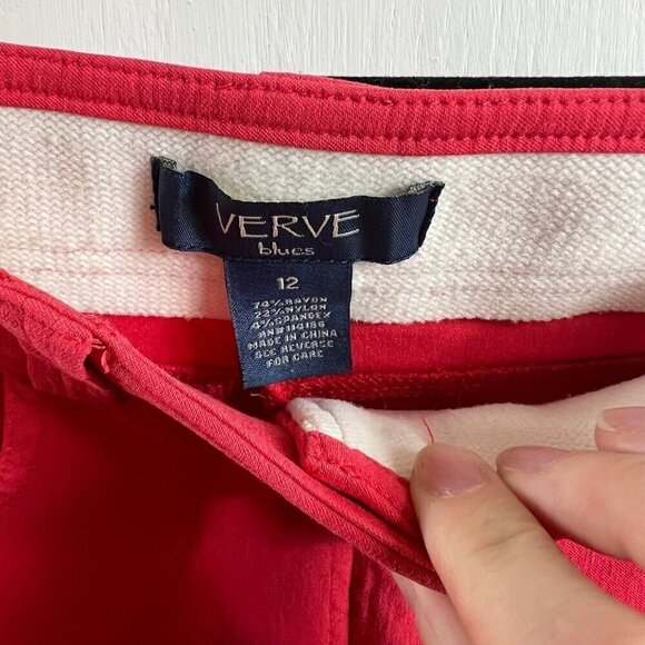 Verve Blues coral colored Capri pants with rhinestone embellishment.  Stretch - Picture 6 of 10